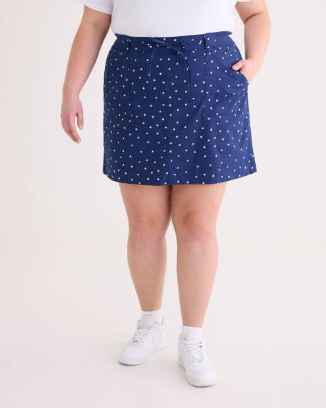Cotton Skort With Ribbed Waistband