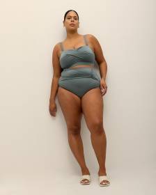 Green High-Waisted Twisted Swim Brief