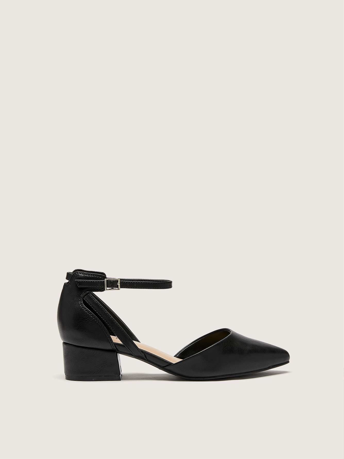 wide width black block heels