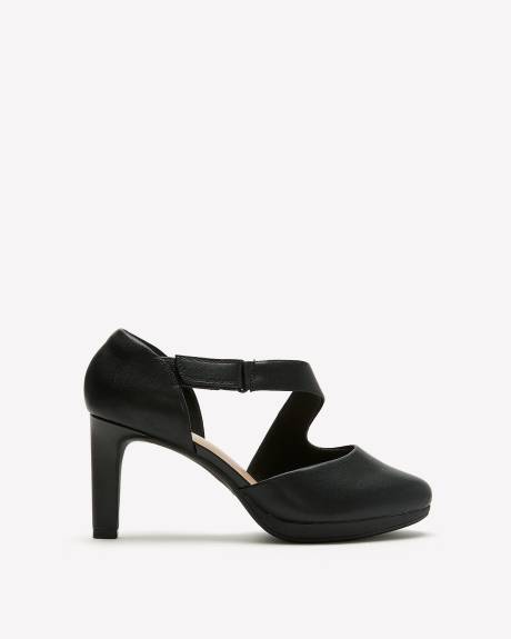 Chaussure à talon Ambyr Glow en cuir noir, pied large - Clarks