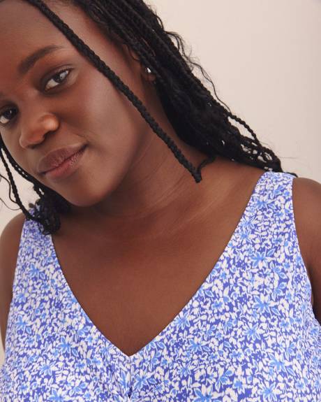 Blue Floral-Print Lucia Swim Dress - Raisins Curve