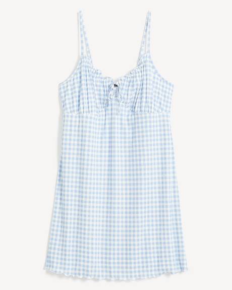 Plaid Sleeveless Lettuce Edge Nightdress - ti Voglio