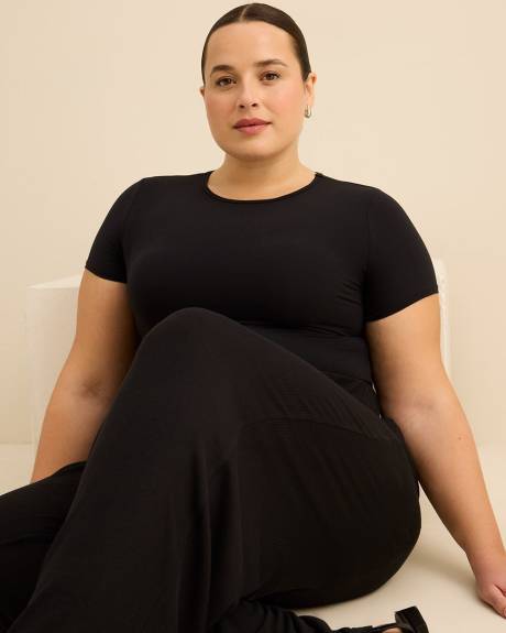 Pantalon de pyjama noir c&ocirc;tel&eacute; &agrave; jambe &eacute;vas&eacute;e - ti Voglio