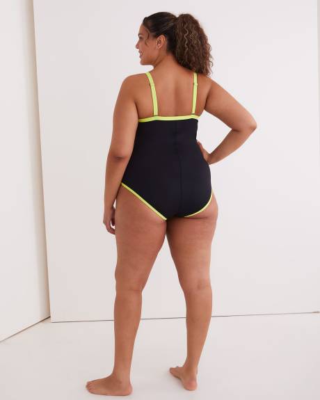 Colour Block One-Piece Bathing Suit with Binding - Active Zone