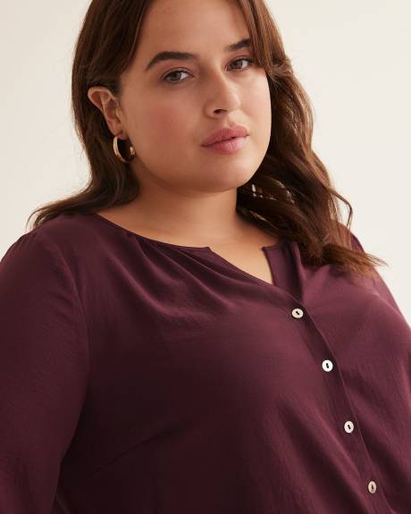 Satin Blouse with Long Balloon Sleeves