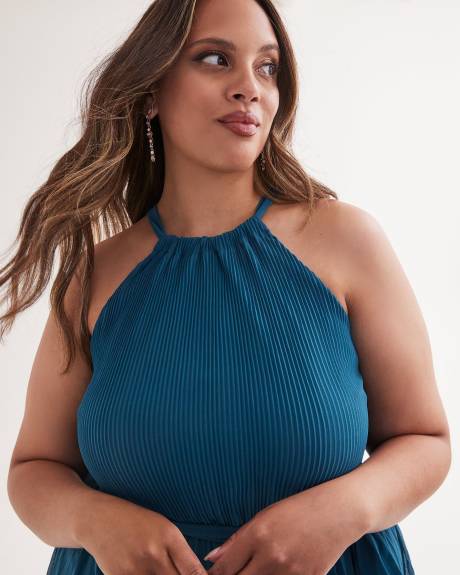 Robe longue plissée à col licou - City Chic