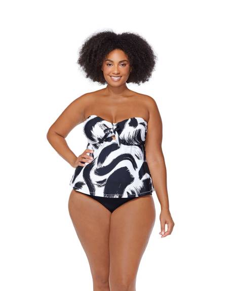 Haut tankini Zanzibar, motif de coup de pinceau - Raisins Curve