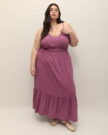 Robe longue sans manches à motif, tissu responsable