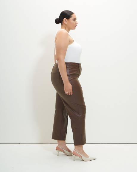 High-Waisted Straight-Leg Faux Leather Pant - Addition Elle