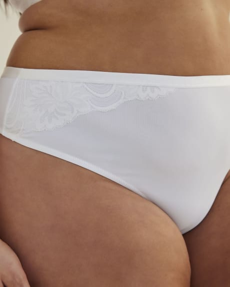 Solid Microfiber Thong with Lace Details - ti VOGLIO