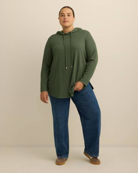 Long-Sleeve Waffle Knit Hoodie