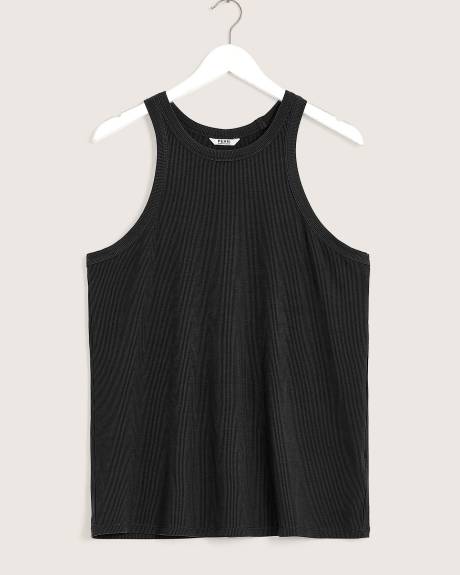 Sleeveless Rib Knit Halter Tank Top