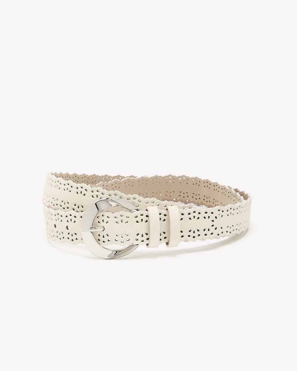 Scalloped Perforated Denim Belt