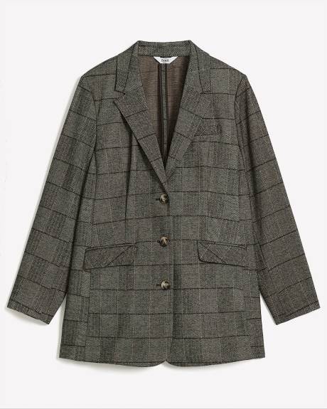 Chevron Single-Breasted Blazer with Notch Collar
