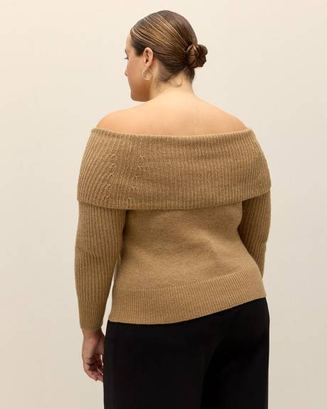 Folded-Over Off-Shoulder Sweater - Addition Elle