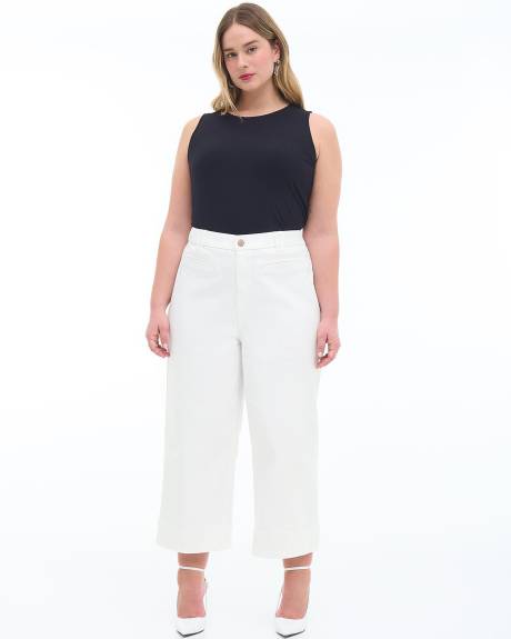 Responsible, Curvy-Fit Wide-Leg Cropped White Jeans - Addition Elle