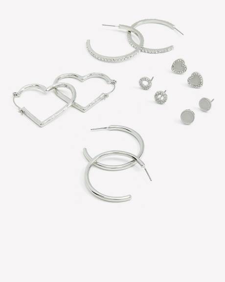 Assorted Hoop and Stud Earrings, pack of 6