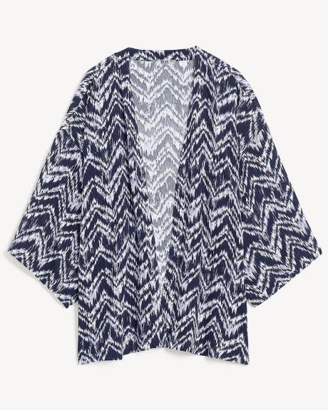 Swim Cover-Up Kimono Shirt Herringbone-Print