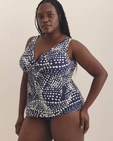 Navy Dotted Tanzania Tankini Top - Raisins Curve