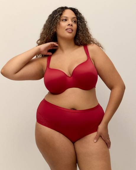 Red Microfibre Underwire T-Shirt Bra with Lace - ti Voglio