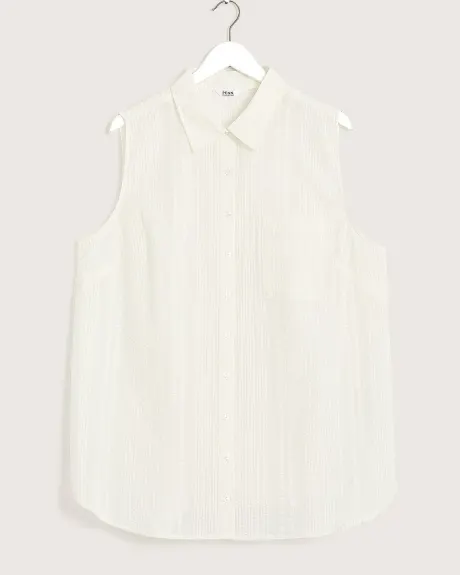 White Cotton Sleeveless Tunic Shirt