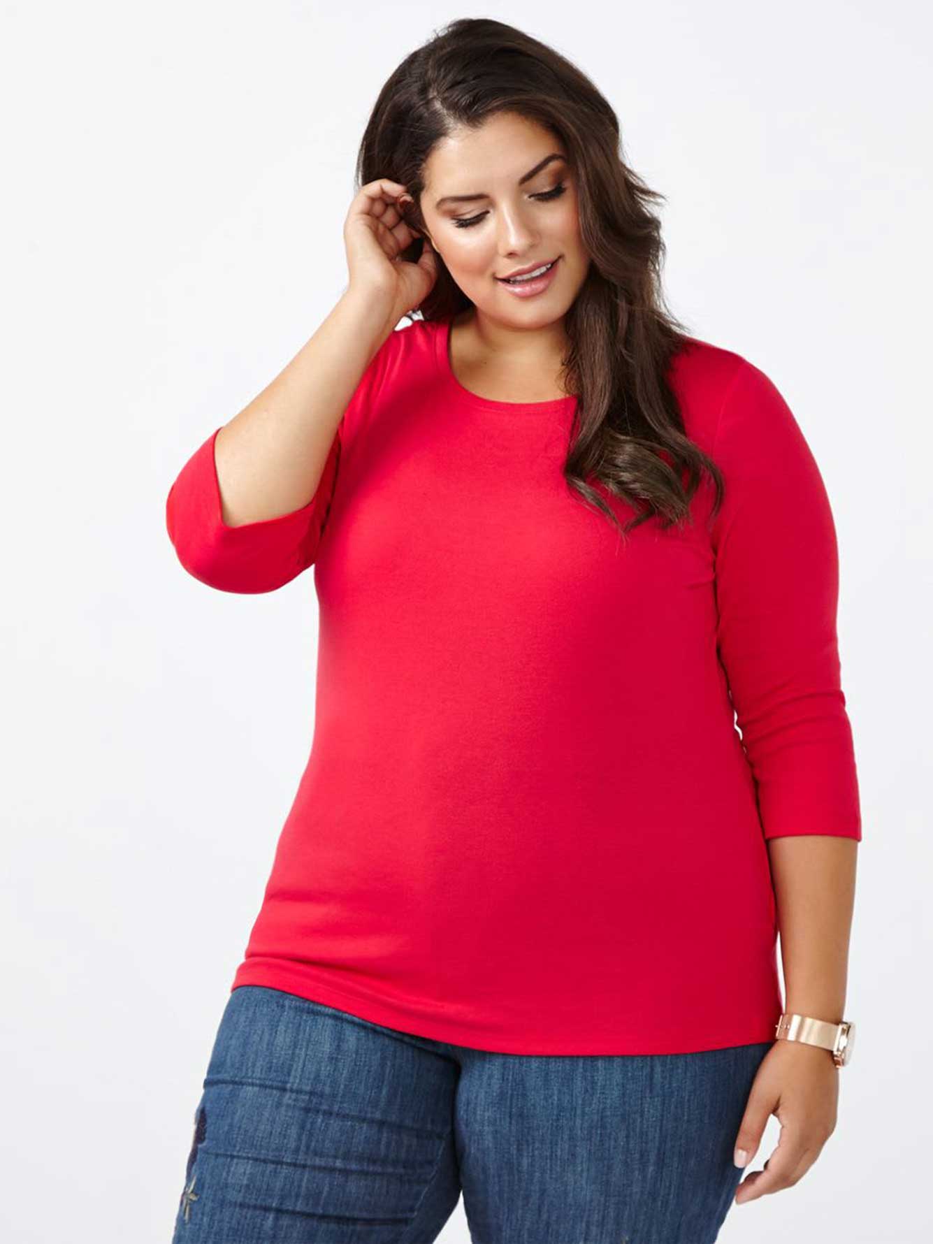 Curve Fit 3/4 Sleeve T-Shirt | Penningtons