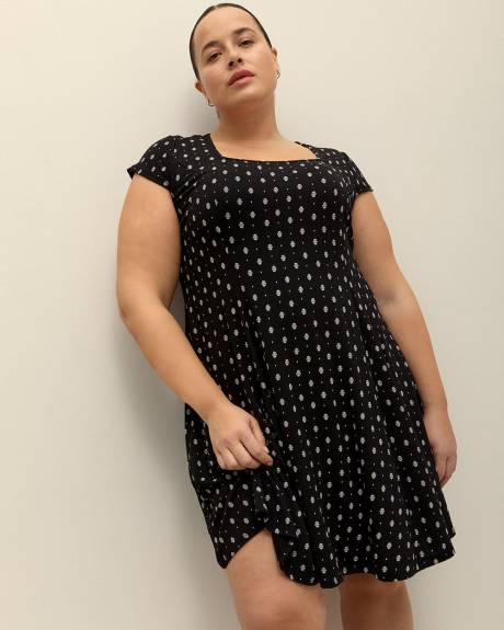 Responsible, Short-Sleeve Square-Neck Knit Dress