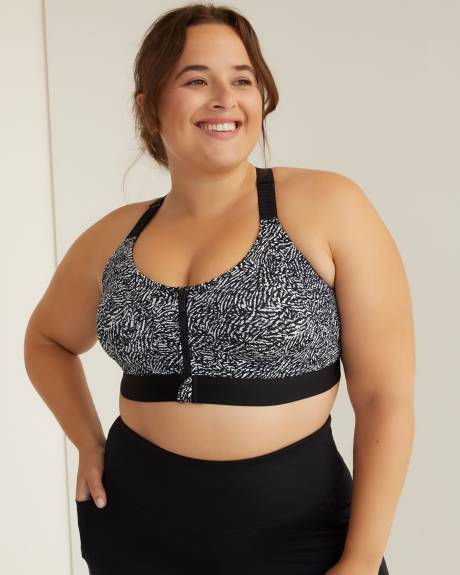 Wireless Medium Support Sports Bra, Zebra Print - Active Zone