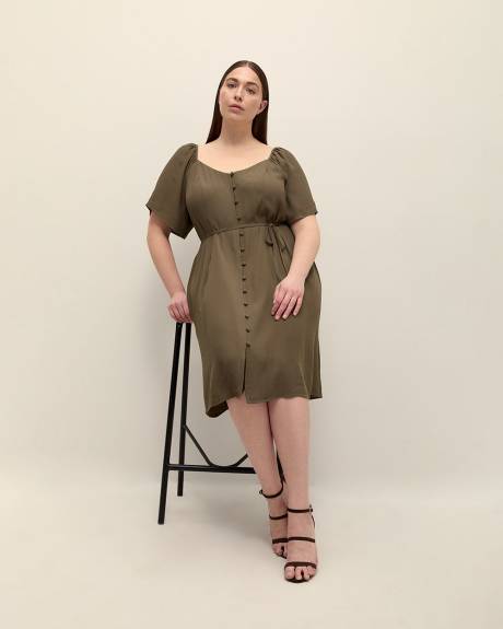 Fit and Flare Buttoned Down Dress - Addition Elle