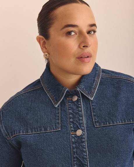 Cropped Utility Denim Jacket - Addition Elle