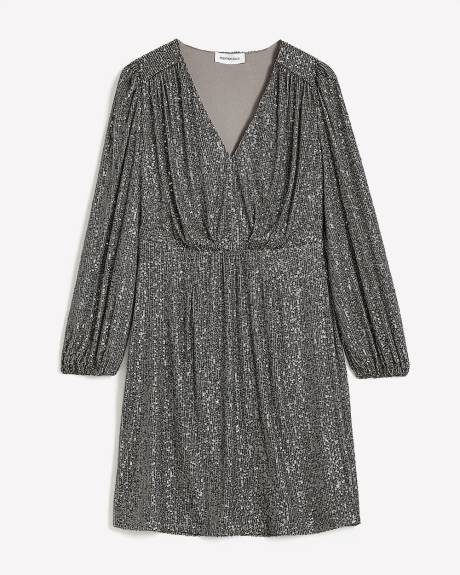 Sequins Knit V-Neck Dress - Addition Elle