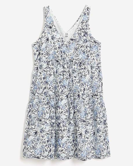 Floral Fit-and-Flare Eyelet Tiered Dress