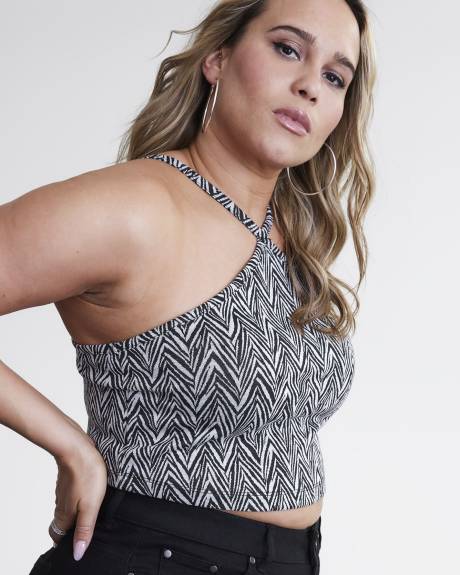 Camisole courte licou noire avec bretelles spaghetti - Addition Elle