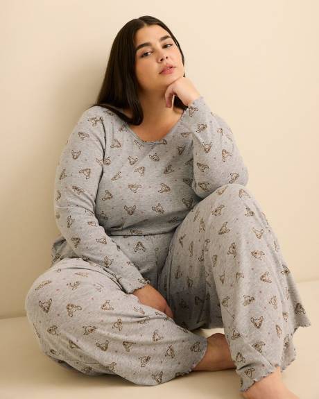 Heather Grey Bambi Pointelle Pyjama Pant - ti Voglio