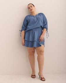 Pull-On Denim Short Ruffle Skirt - d/C JEANS