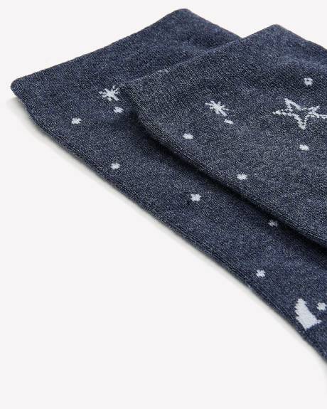 Crew Socks with Stars and Moon Print