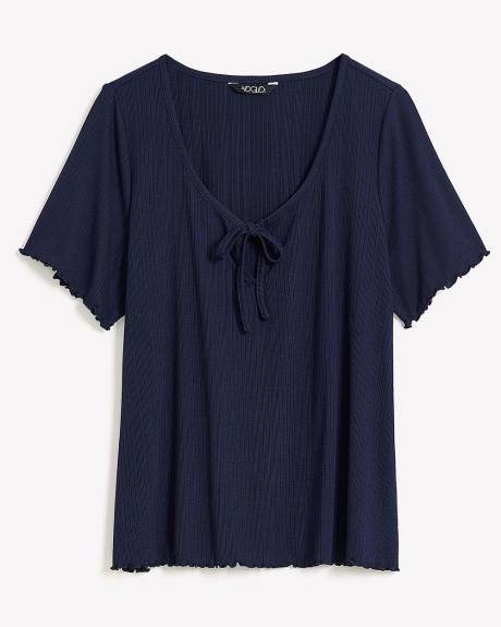 Ribbed Pyjama Top with Round Neckline - ti Voglio
