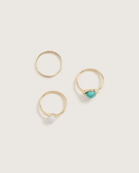 Stackable Mixed Stone Rings, Set of 3 - In Every Story