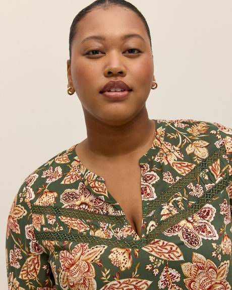 Responsible, Split-Neck Floral Blouse