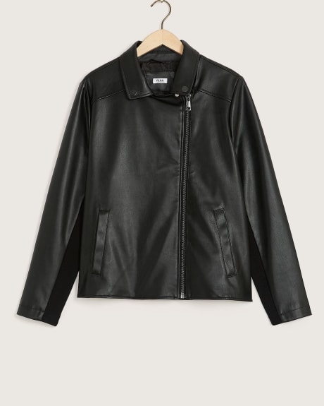 Black Faux-Leather Moto Jacket