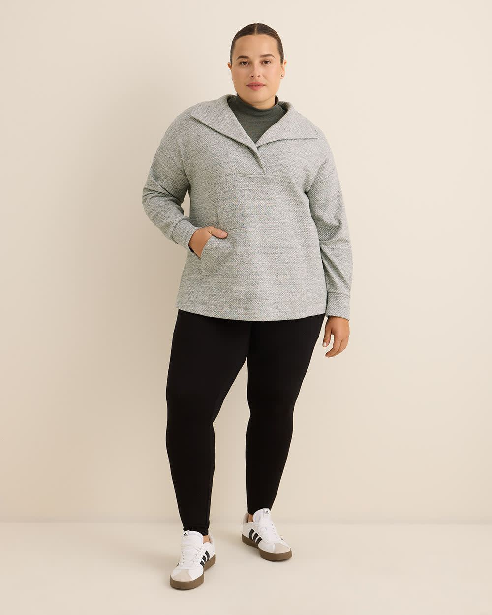 Pull texturé chiné avec col large - Active Zone Pull texturé chiné avec col large - Active Zone