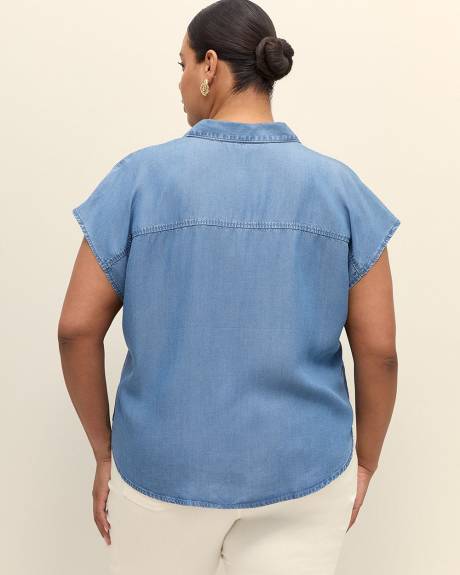 Haut boutonné sans manches, tissu responsable