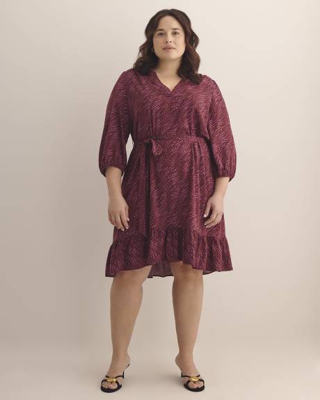 Robe à col fendu et manches 3/4, tissu responsable