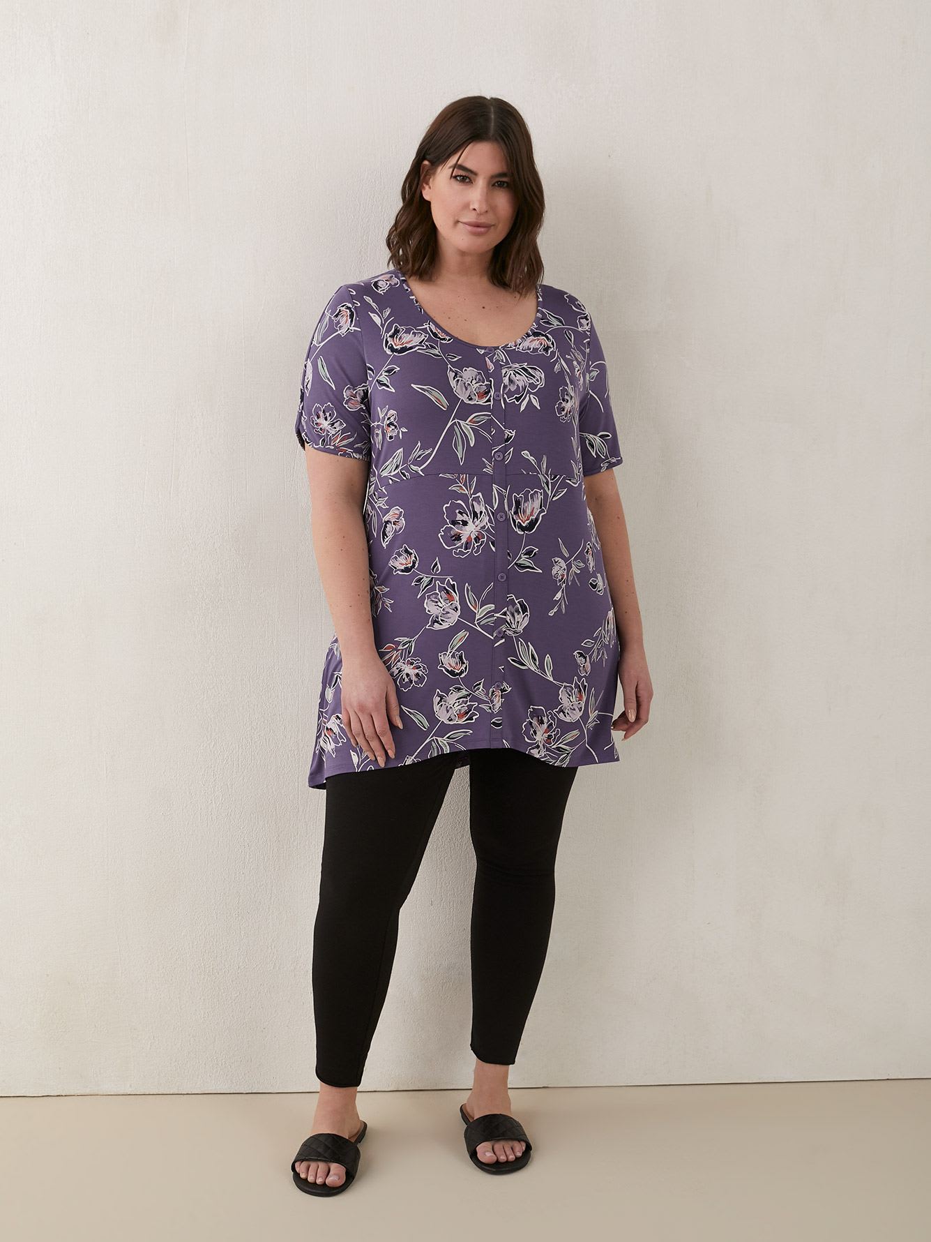 Responsible, Buttoned Flutter Sleeve Tunic, Printed | Penningtons