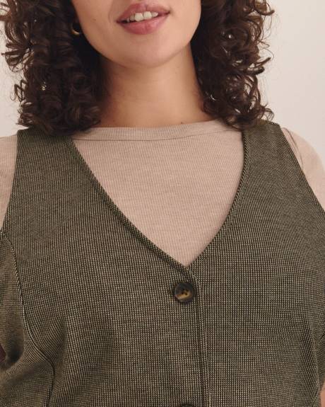 Robe en tweed sans manches à col en U