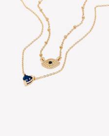 Collier court doré avec mauvais oeil, ens. de 2