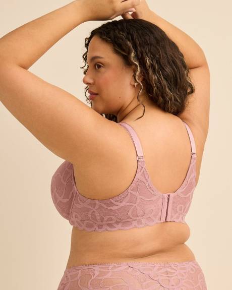 Soutien-gorge pigeonnant en dentelle rose fonc&eacute;, avec armatures - D&eacute;esse Collection