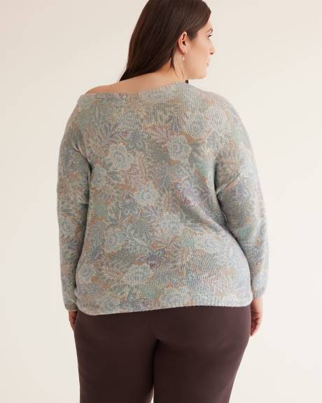 Floral Boat-Neck Sweater