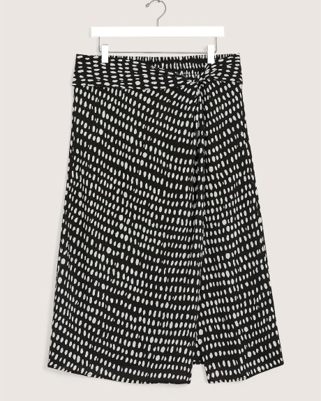 Long Dot Slit Midi Skirt with Twisted Waist