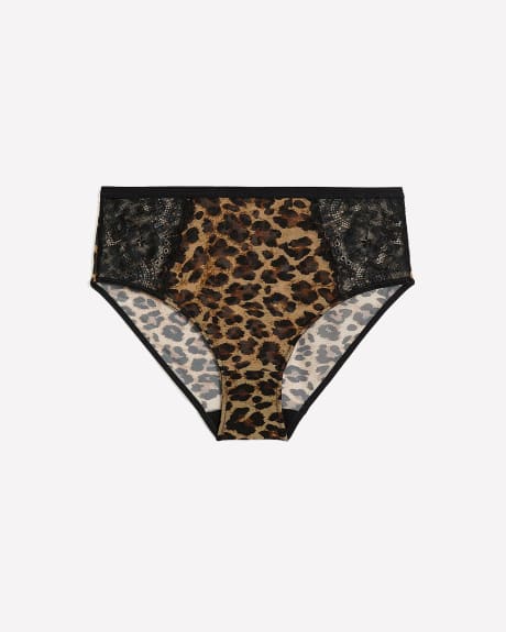 Sexy High Cut Cheetah Print Brief with Lace - Déesse Collection